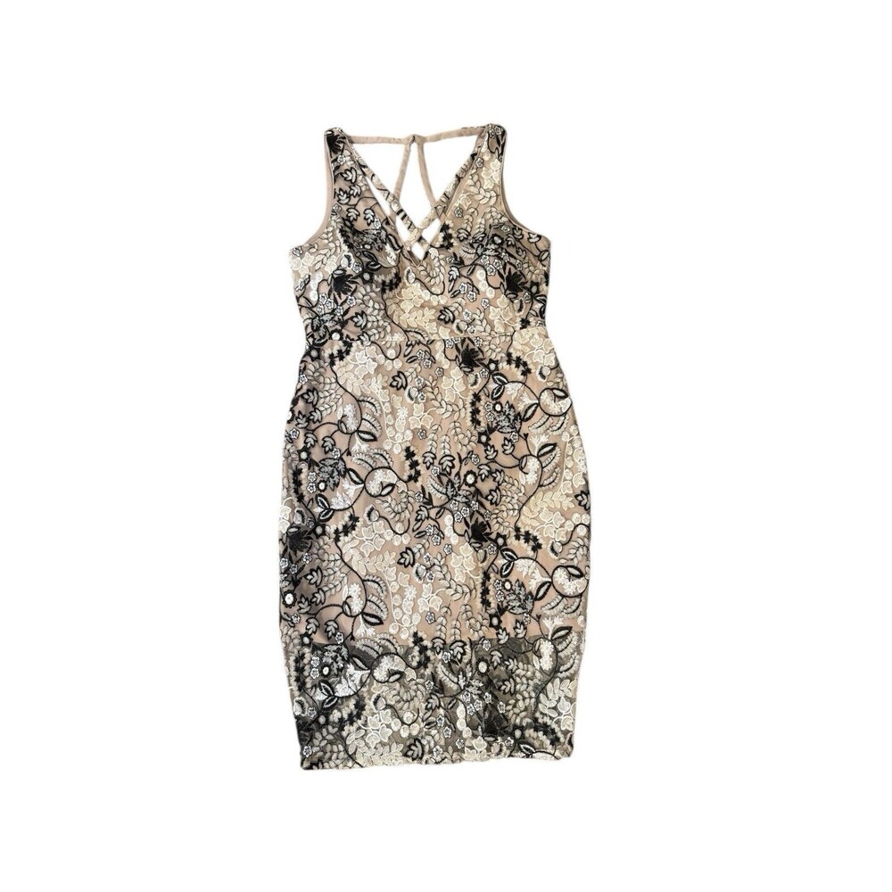 Marciano Los Angeles Womens Sz 14 Sequin Floral Lace Overlay Dress